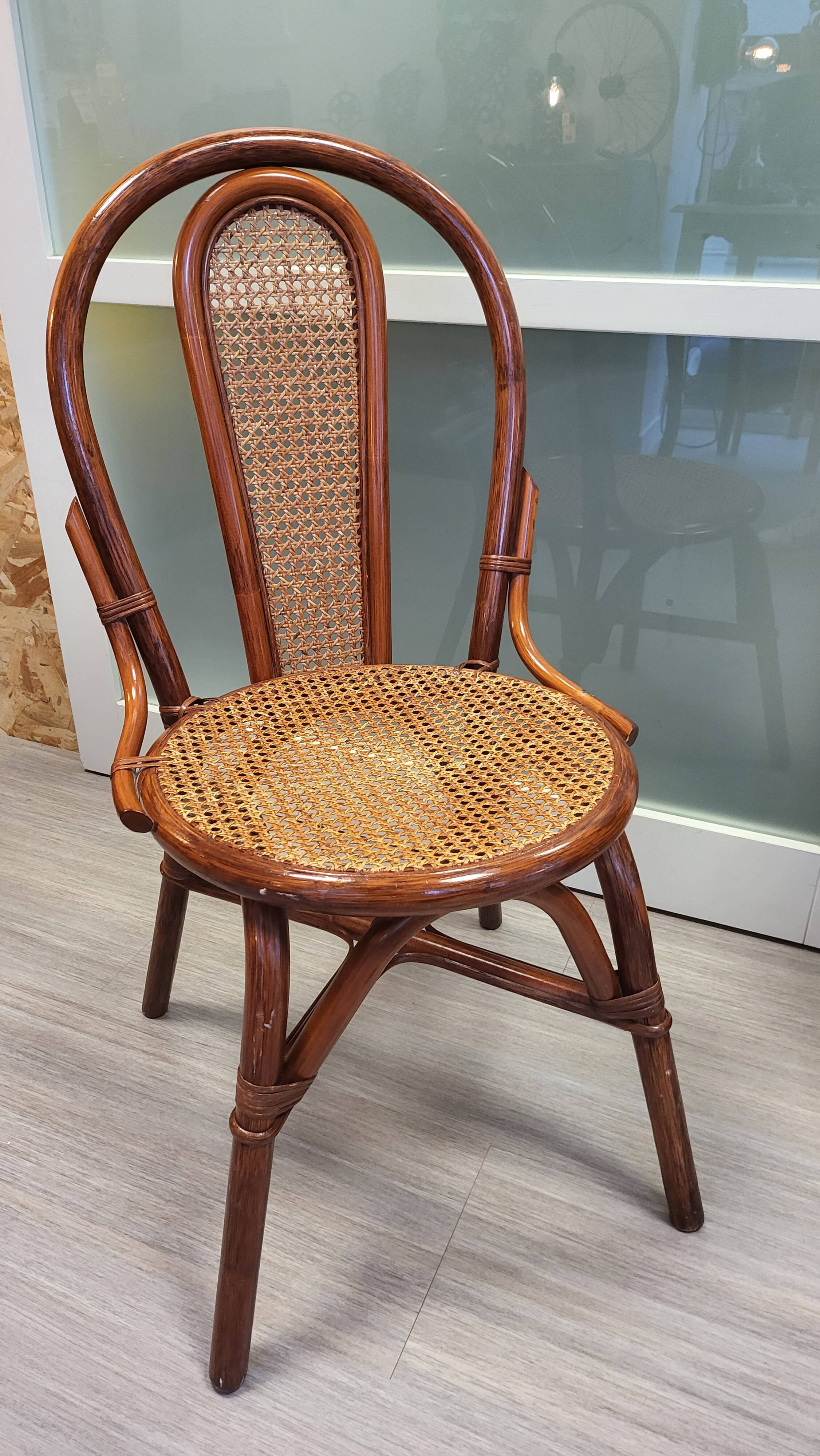 Vintage rattan and cane bistro chair