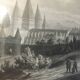 Cluny Abbey engraving framed by E.Sagot late 19th century