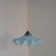 French Vintage 1930s Pale Blue Frilled Clichy Glass Lampshade Ceiling Light
