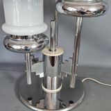 Chrome metal lamp and glassware Mazzega vintage 50s with Art-Deco connotation. H: 71 cm.