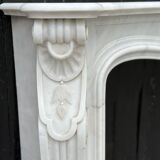 Louis XV style fireplace in white Carrara marble circa 1980
