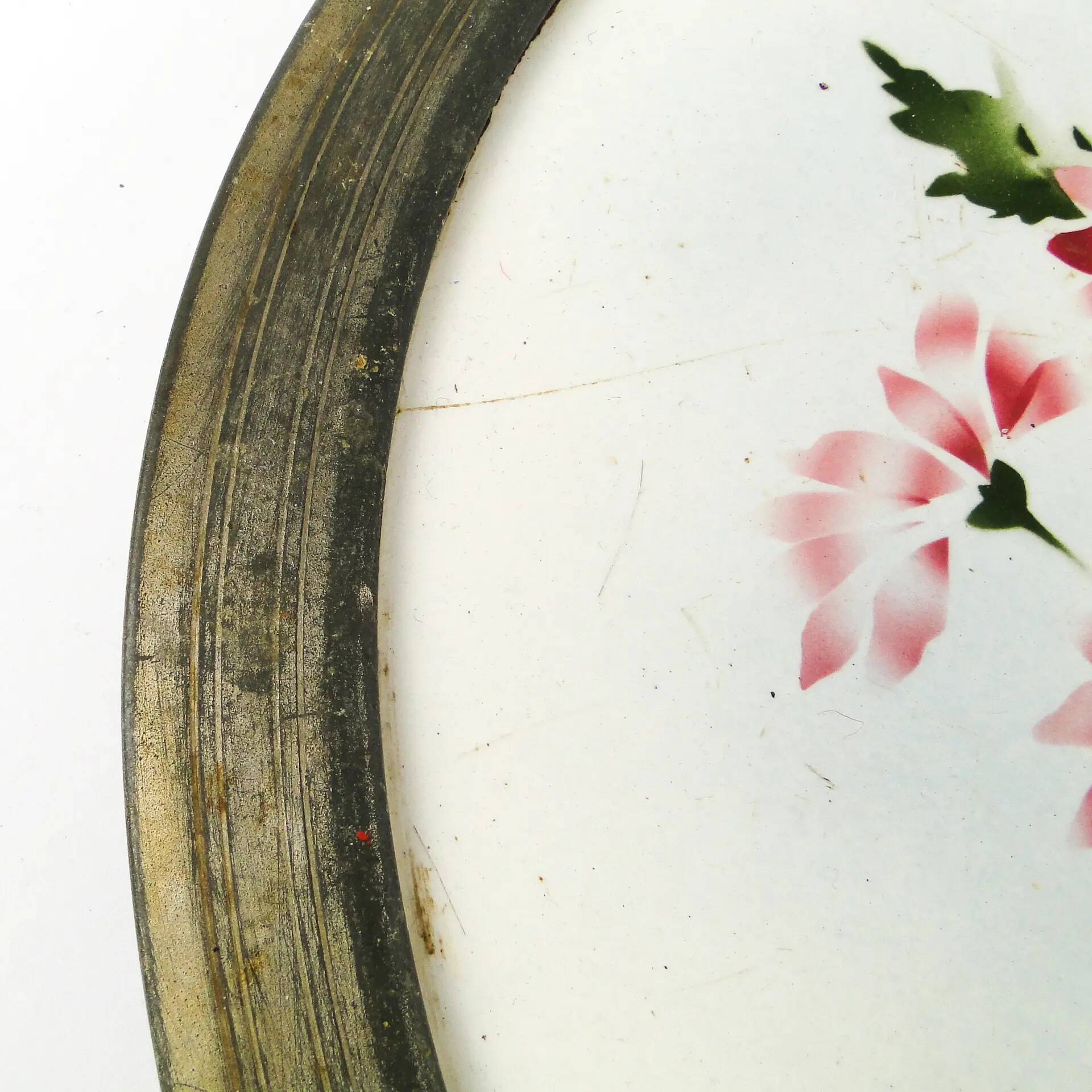 Art Nouveau tray, silver-plated brass, white porcelain, Austria, early 20th century