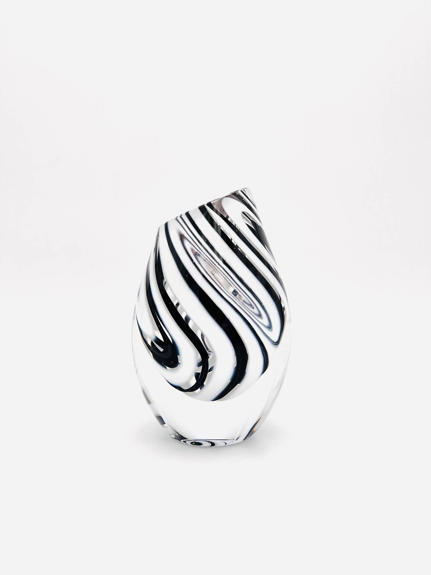 Murano Vase - Sommerso with Stripes - Black & White - 1990