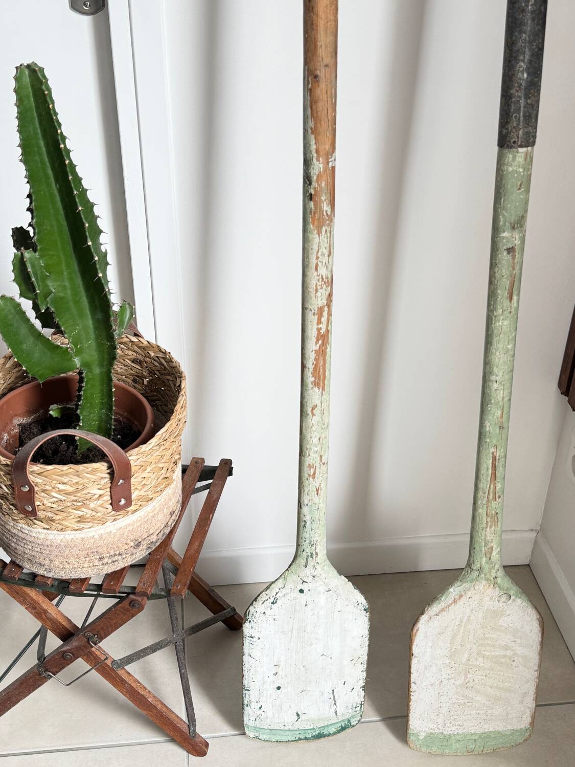 Ancien lot de trois rames en bois vintage