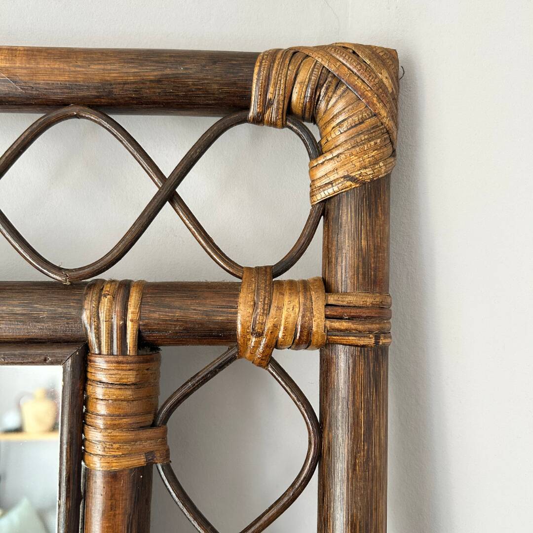 Miroir rotin 70's