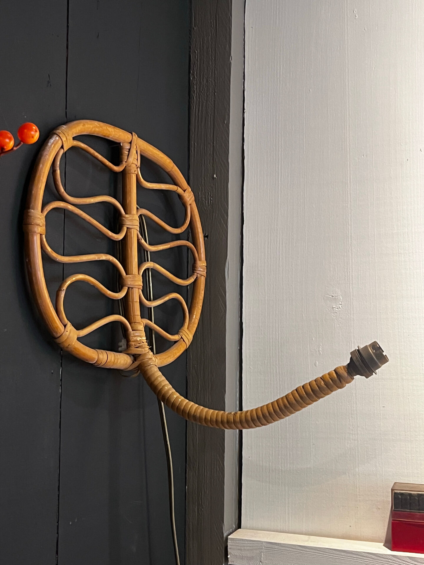 Pair of rattan wall lights