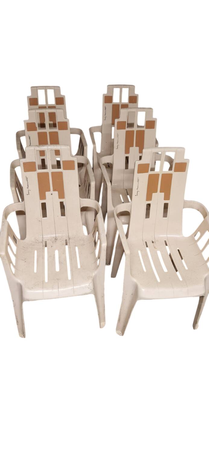 6 plastic chairs