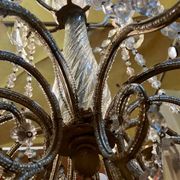 Italian Cut Crystal and Glass Beads Cage Chandelier, 1800s