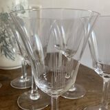 Etched glass stemware, red wine glasses