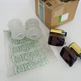 Pair of vintage Italian Targetti wall sconces in gold-tone metal