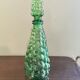 Vintage green bubble carafe and its 6 glasses.