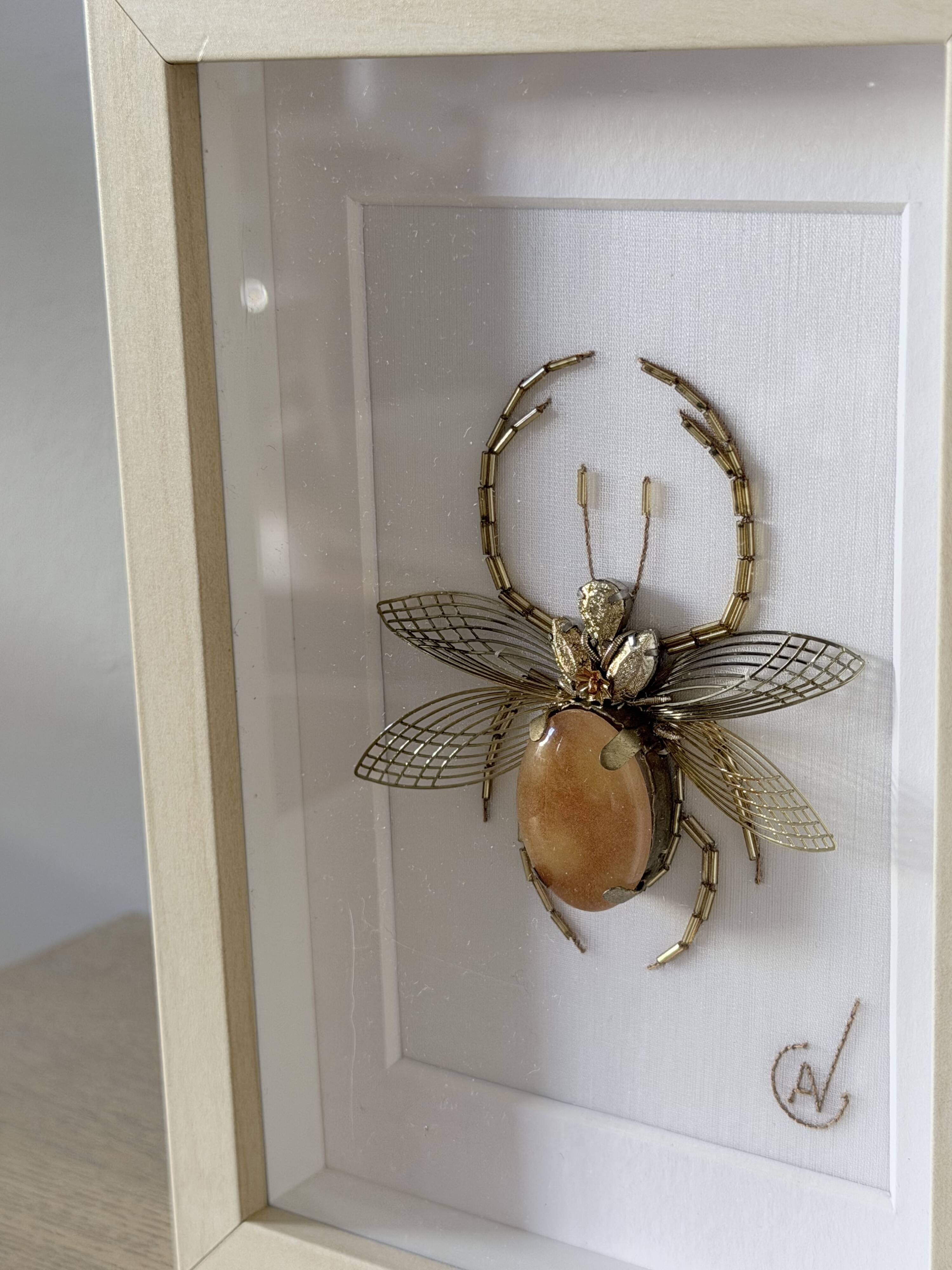Hand-embroidered insect artwork (unique piece)