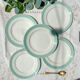 5 small vintage French porcelain plates, white and green, Céranord