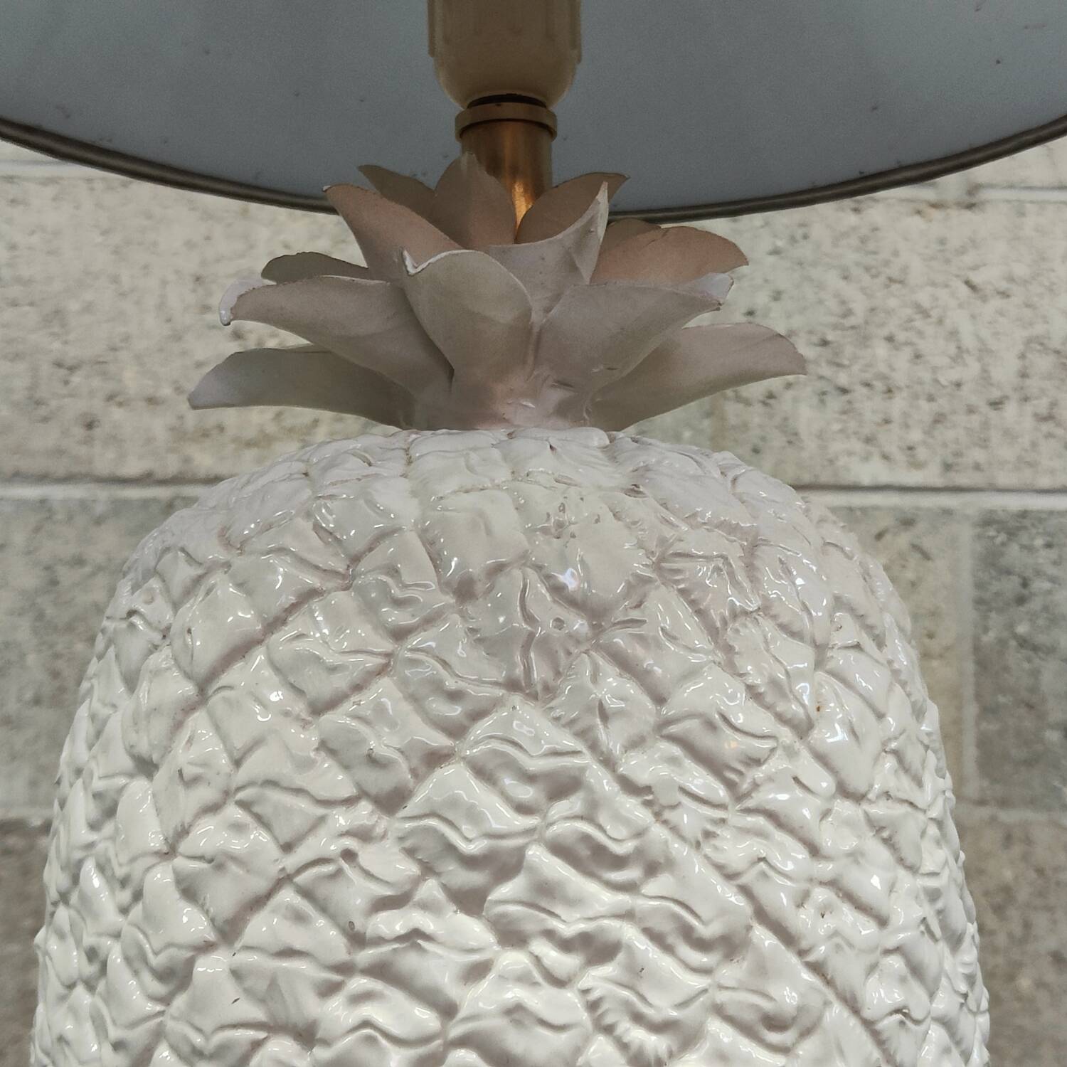White earthenware pineapple lamp