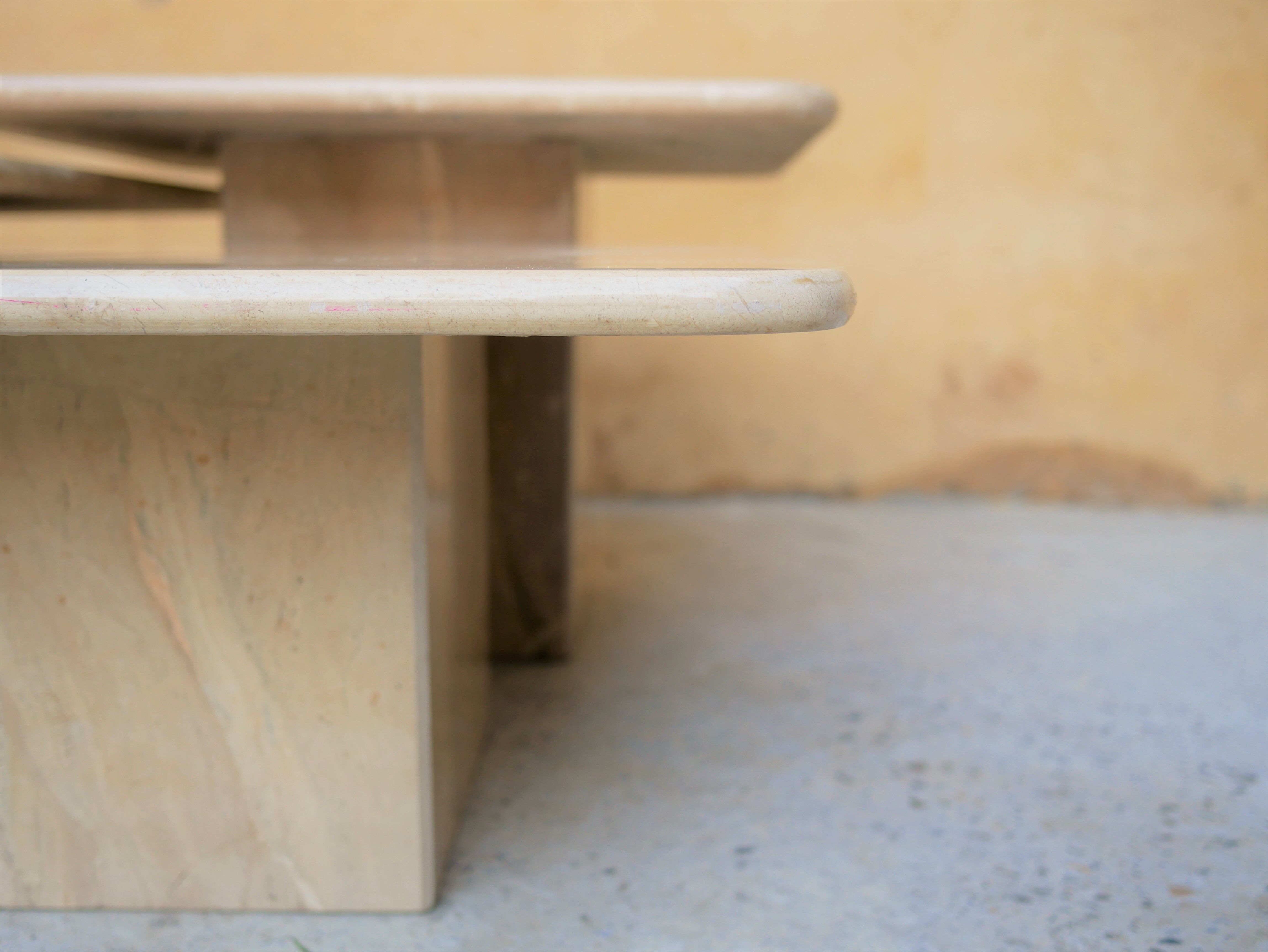 Series of 3 vintage marble coffee tables