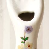Baguier soliflore en porcelaine main tatouée fleurs