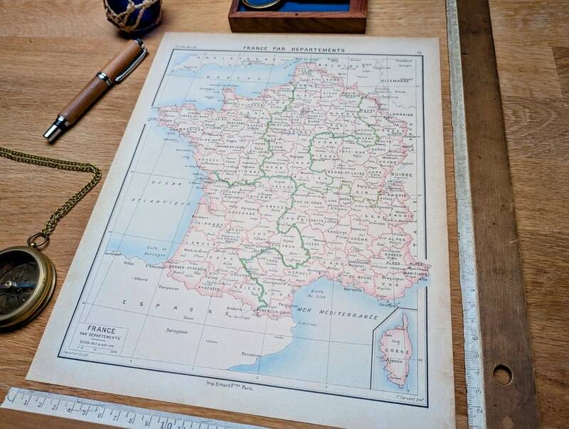 Printed in 1896, France and its departments.