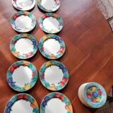 Set of 2 x 12 fine porcelain plates, dinner and dessert plates - Basket