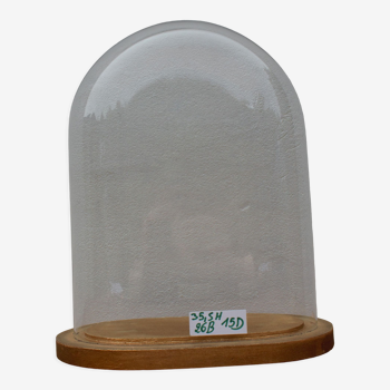 Globe en verre ovale pied doré 35,5 cm haute