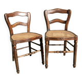 Paire de chaises cannage et bois tourné, circa 1920