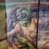 Rare paravent Art déco peint à la main dans le style de Michel-Ange