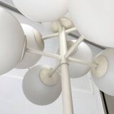 Minimalist glass and metal floor lamp from Switzerland, mid-century by E.R. Nele for Temde, 1960s.