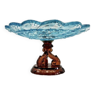 Compotier assiette montée tripode verre bicolore Georges Sand