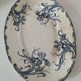 Plat ancien ovale en faïence – modèle "Iris" Clairefontaine