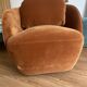 Fauteuil boule alpine AMPM velours Orange