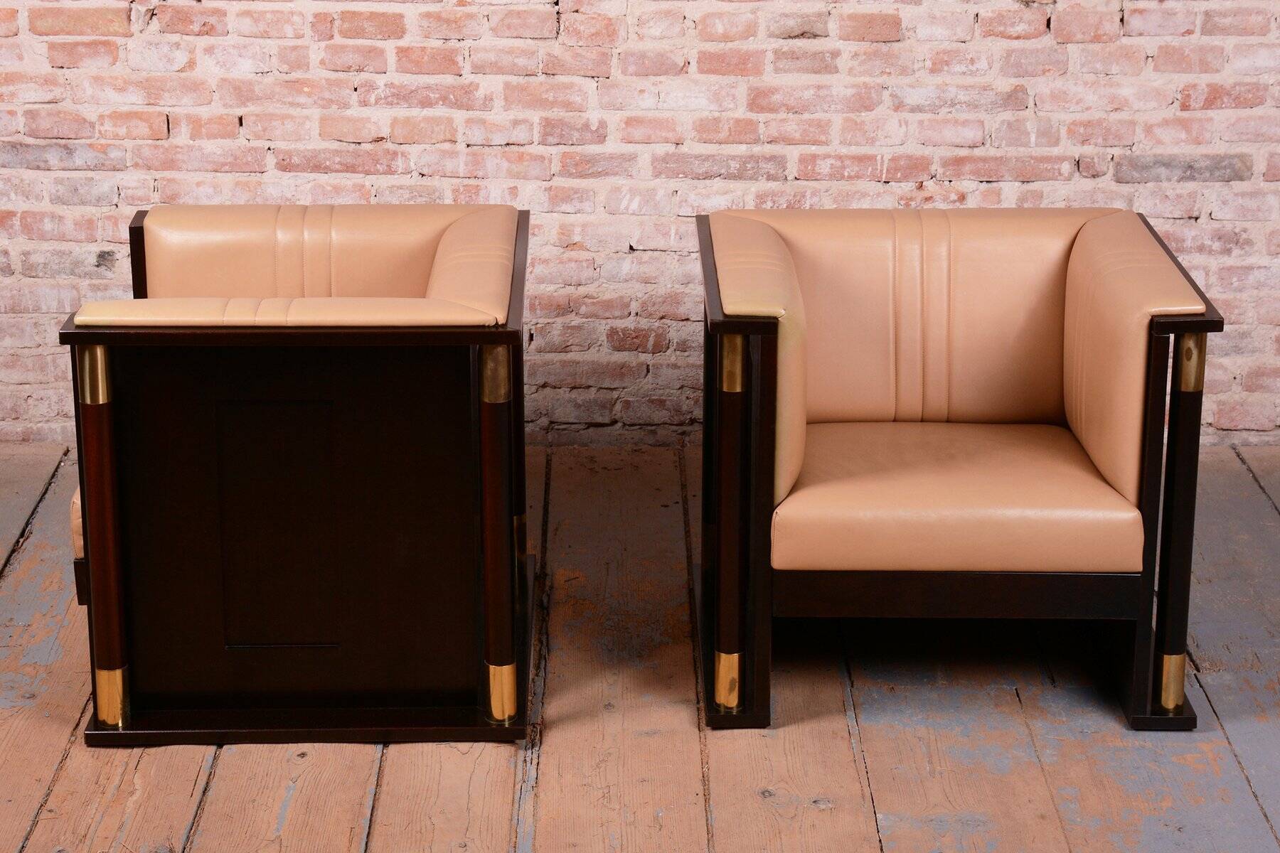 Art Nouveau Mahogany Armchairs from J. Hoffmann, Austria, 1910s, Set of 2