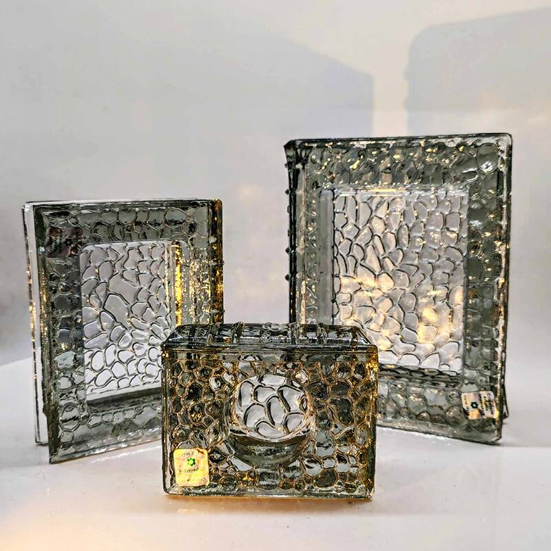 1970s very Rare Set of 3 Book shaped Ashtrays in Murano Glass by Antonio Im