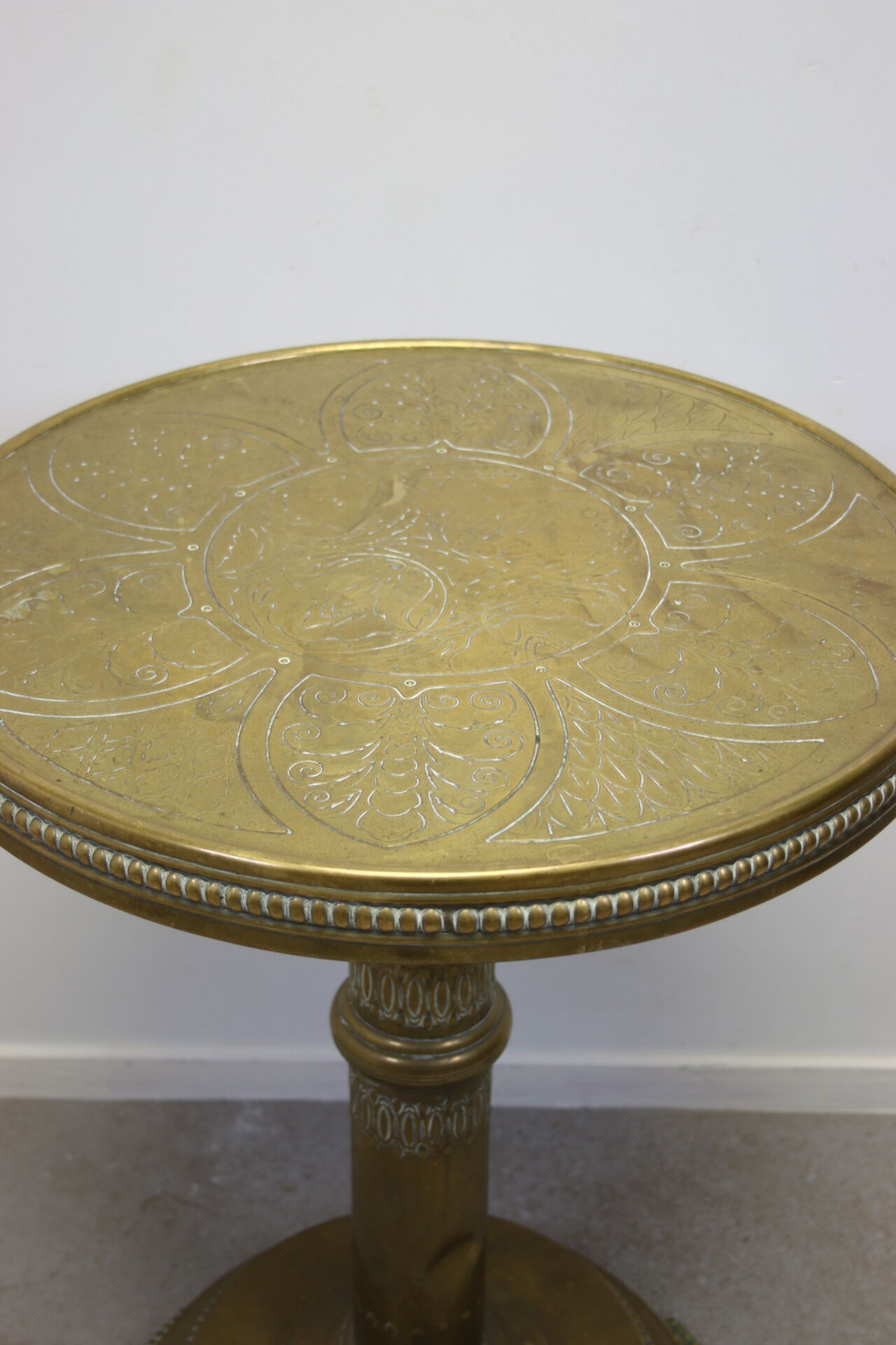 Round copper side table from the 50 years
