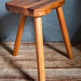 Solid wood tripod stool from the 50s