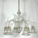 Mid-century six arms Murano Bullicante Rostrato chandelier by Ercole Barovier