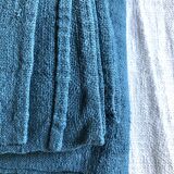 Harvest tablecloth in old hemp dyed in aquatic blue