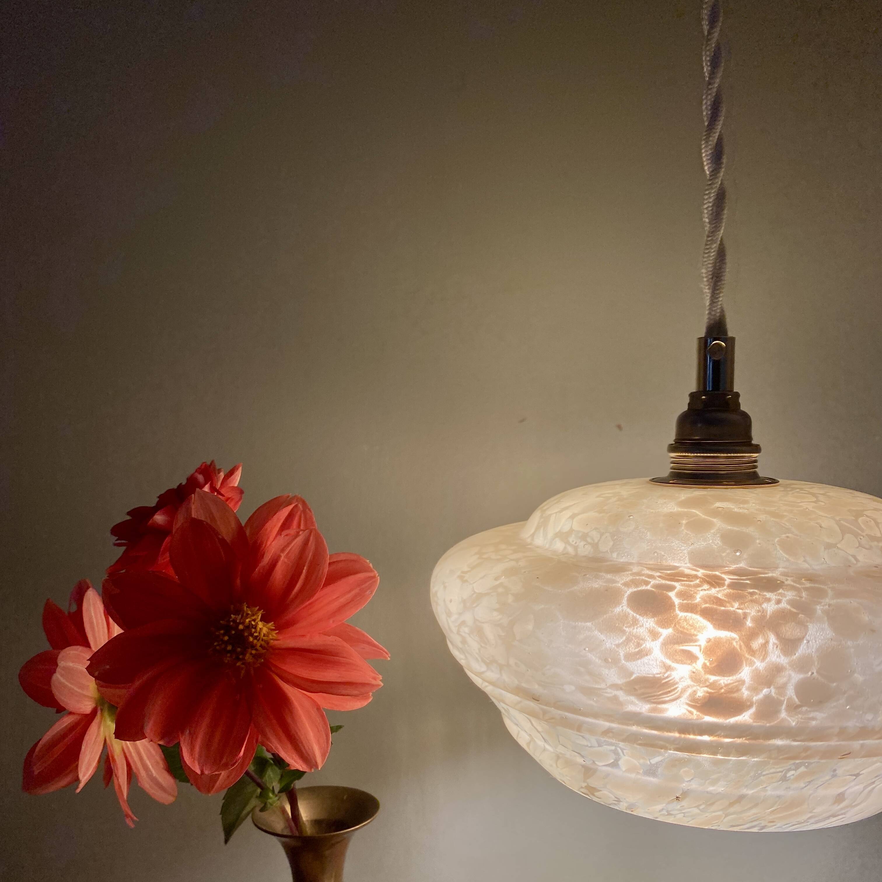 Vintag lampshade pendant light in yellow Clichy glass