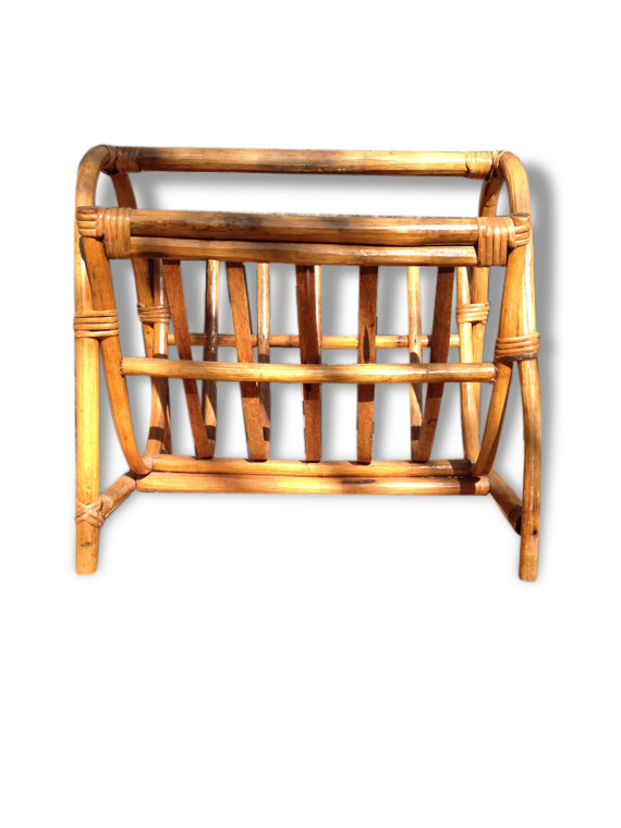 Magazine rack vintage rattan
