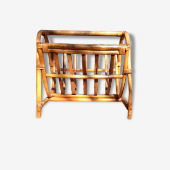 Magazine rack vintage rattan