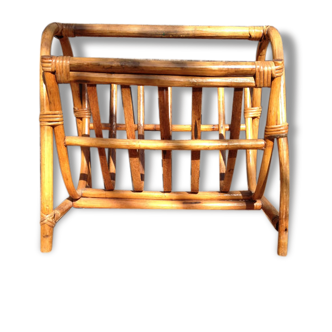 Magazine rack vintage rattan