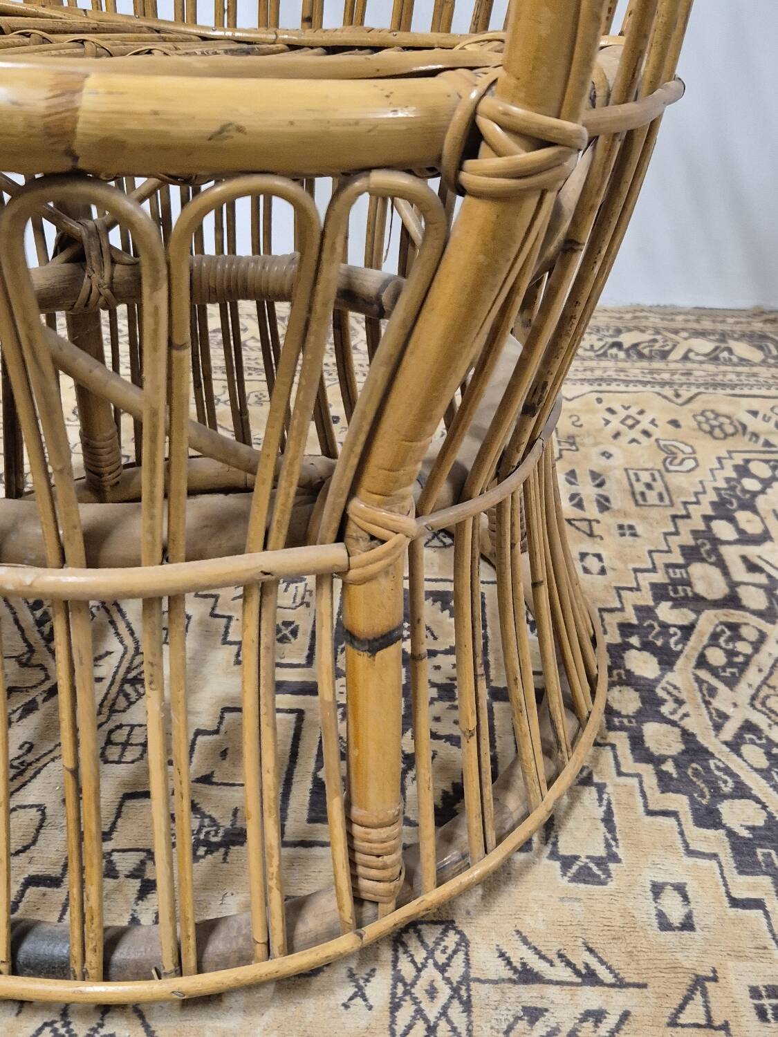 Fauteuil en Rotin Bambou vintage 1950s design -H85cm
