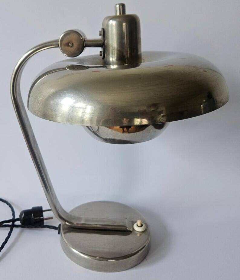 Rare Bauhaus Chrome Table Lamp, Franta Anyz, Functionalism, Art Deco, 1930s