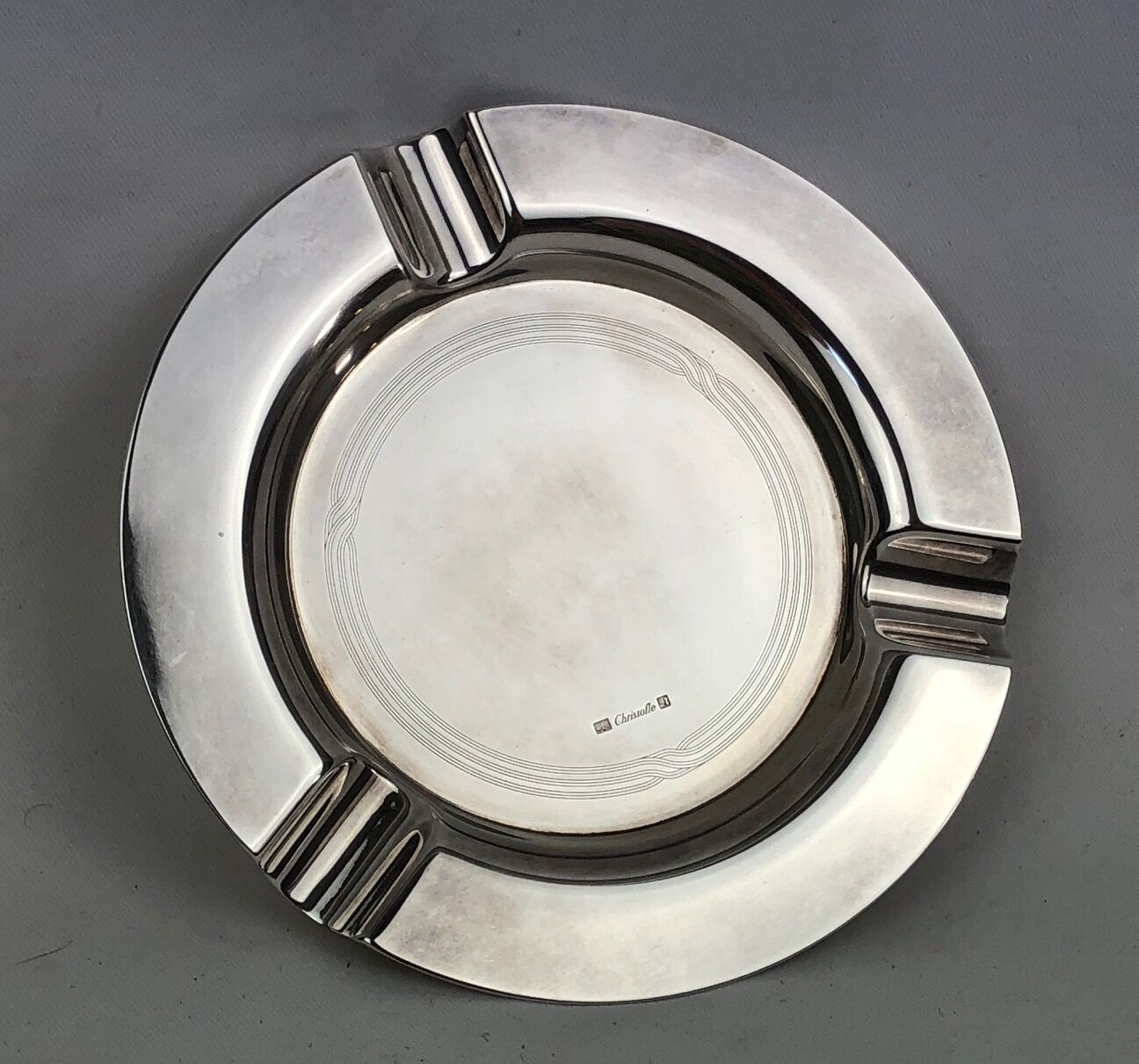 Vintage silver metal christofle ashtray, 1960