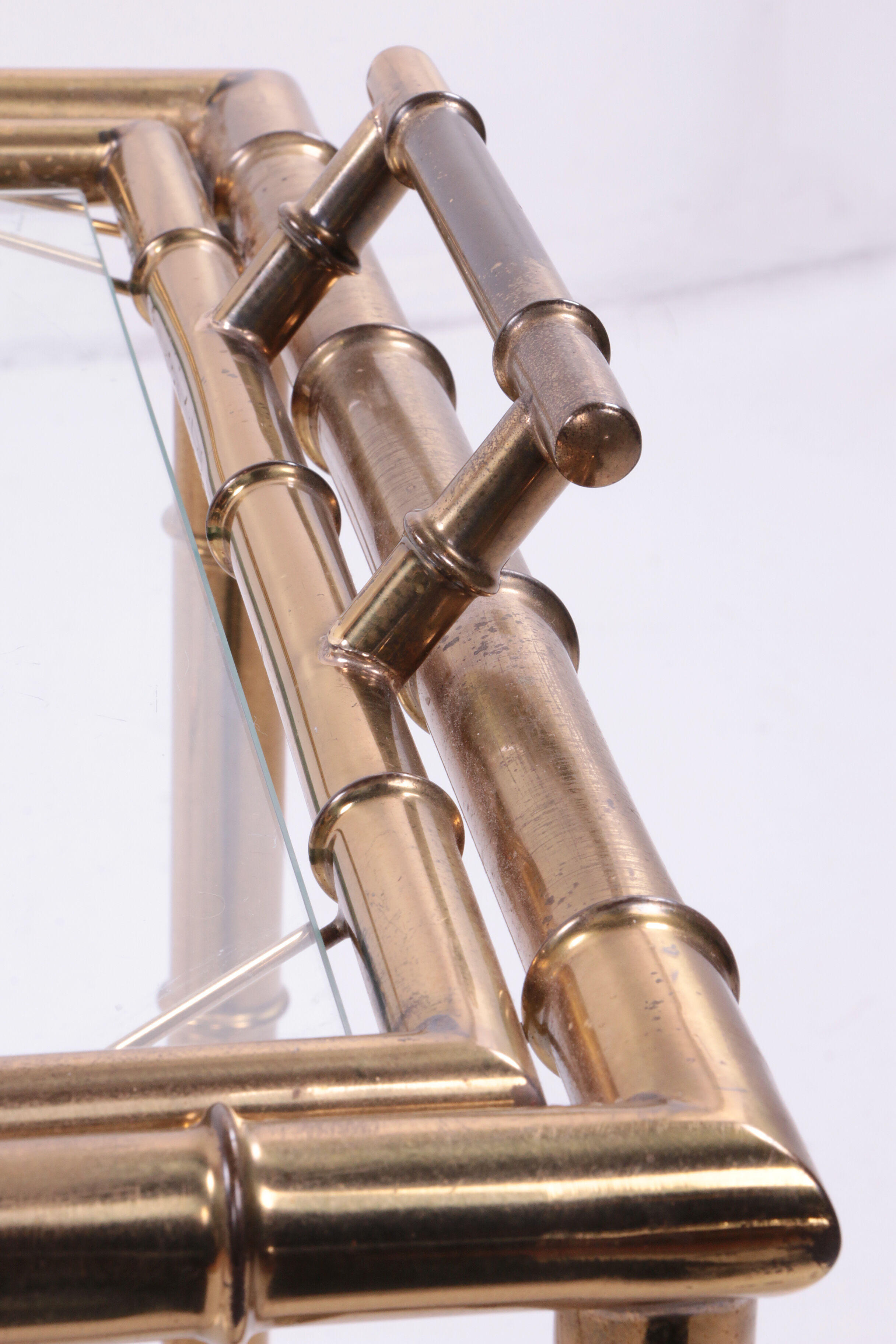 Bar trolley made of metal with bamboo motif with removable tray, 1970s