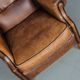 Fauteuil hollandais vintage en cuir cognac