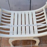 Curule stool in patinated carved wood, Manuel Canovas seat, 60 cm