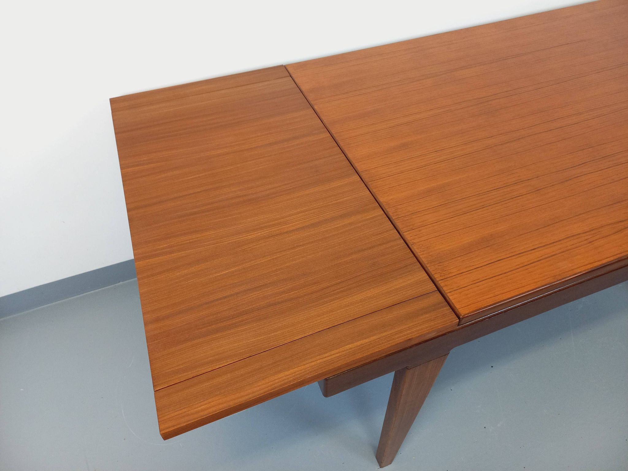 Vintage Scandinavian 50s 60s teak dining table with extension