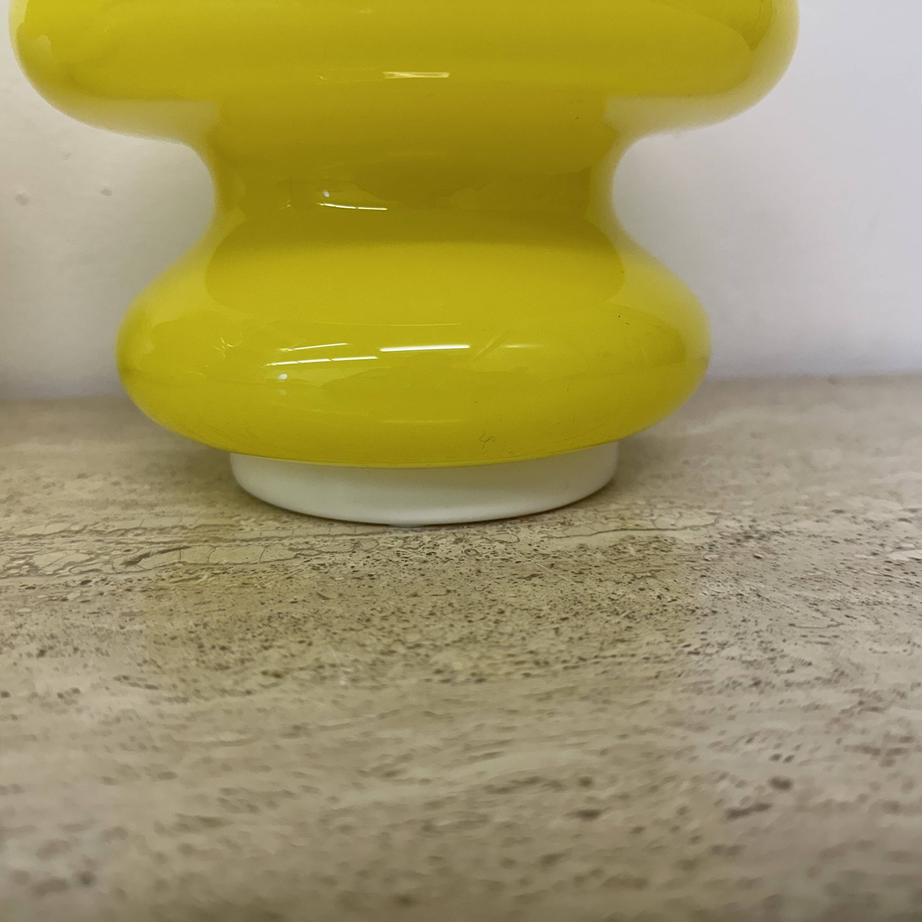 Set of 2 space age yellow glass table lamps ve-art Italy design , 1970s