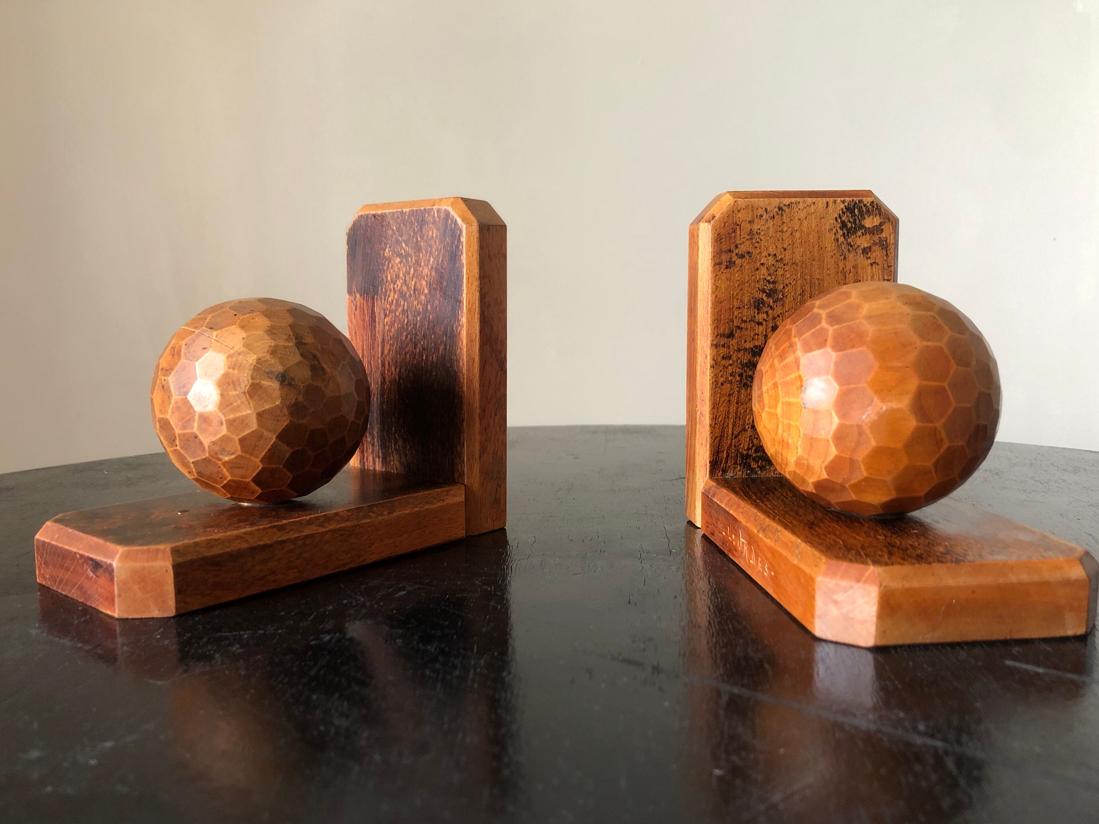 Paire de serre-livre boule en bois