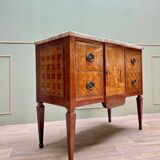 Commode In Marquetry With Central Projection In Transition Style 19th Century