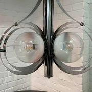 Vintage Space Age chrome and glass chandelier from the 1970s.